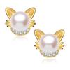 Hot Selling Fashionable Pearl Cat Diamond Earrings