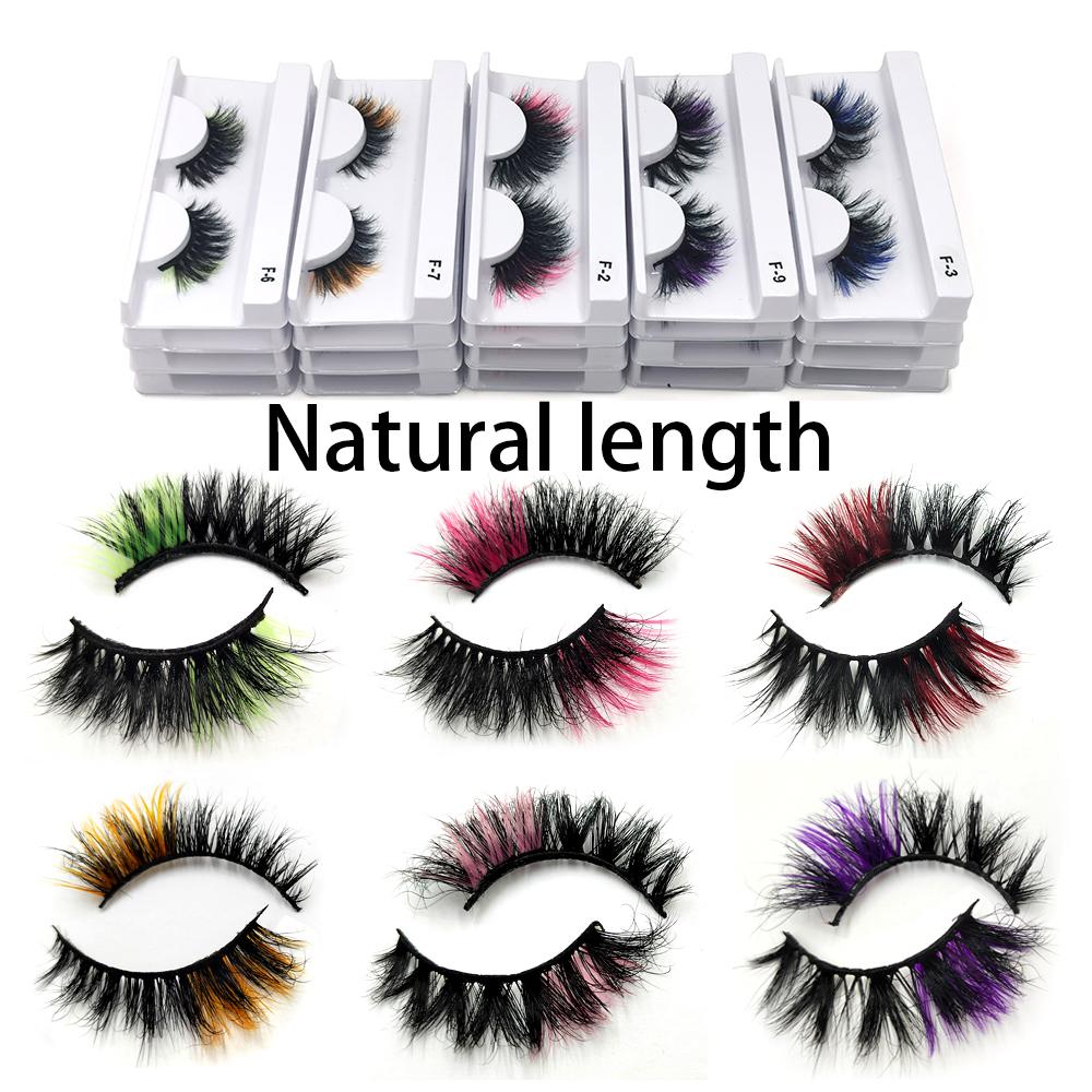 1 Pair Fluffy 25MM Mink Eyelashes Colored Lashes Bulk Wholesale Pink White Red Blue 5D Mink Lashes Supplies Makeup Tools