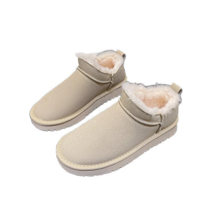 2025 neue Schneestiefel Damen Fellintegrierte Kurzstiefel Nordosten verdicktes Samt Boken Schuhe Baumwollschuhe rutschfest