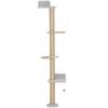 Wall Mounted Cat Shelves, Cat Climbing Wall with 4 Climbing Platforms, Jute Scratching Post and Toy Ball,180cm Tall, Light Grey