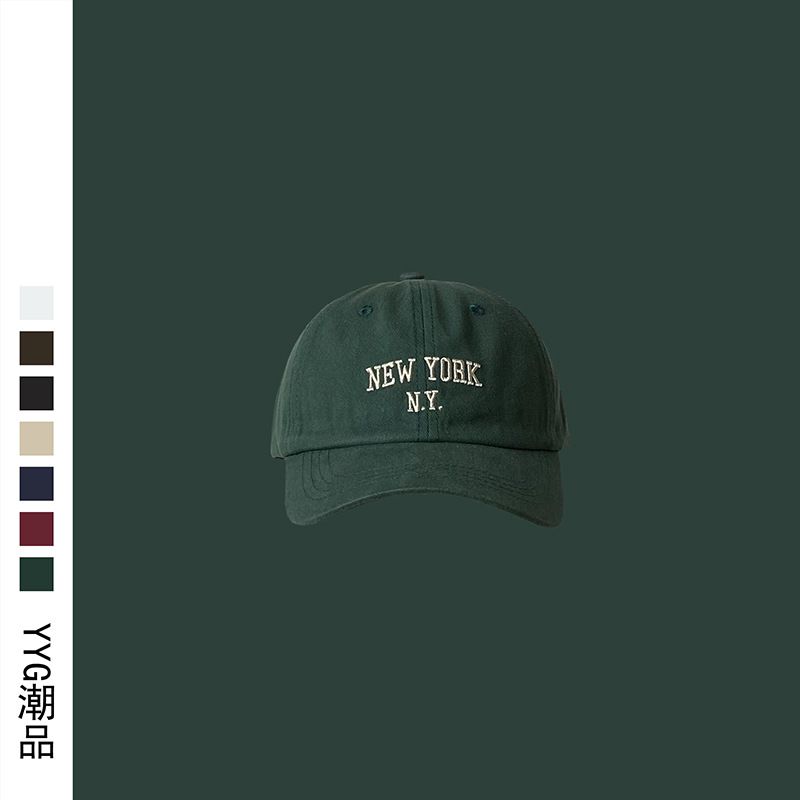 Ins high-quality embroidered letters peaked cap men and women street navy blue baseball cap women's autumn and winter pure cotton curved brim hat