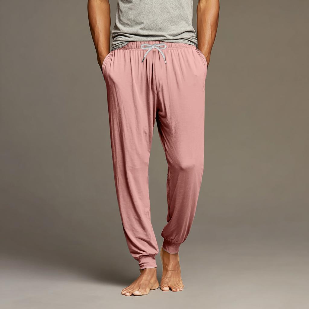 Men's Drawstring Pocket Cuffed Casual Pants Home Sleep Pants