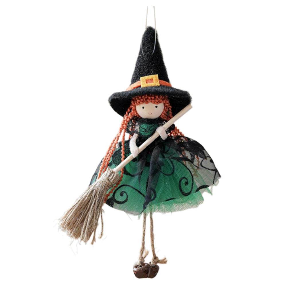 Halloween Ornament Witch Girl Broomstick Angel Hanging Pendant Mesh Silk Design For Christmas Tree Party Festival Decoration