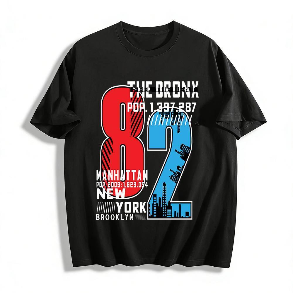 

Retro No.82 City Graphic Streetwear Casual Top Pure cotton T-shirt XXS