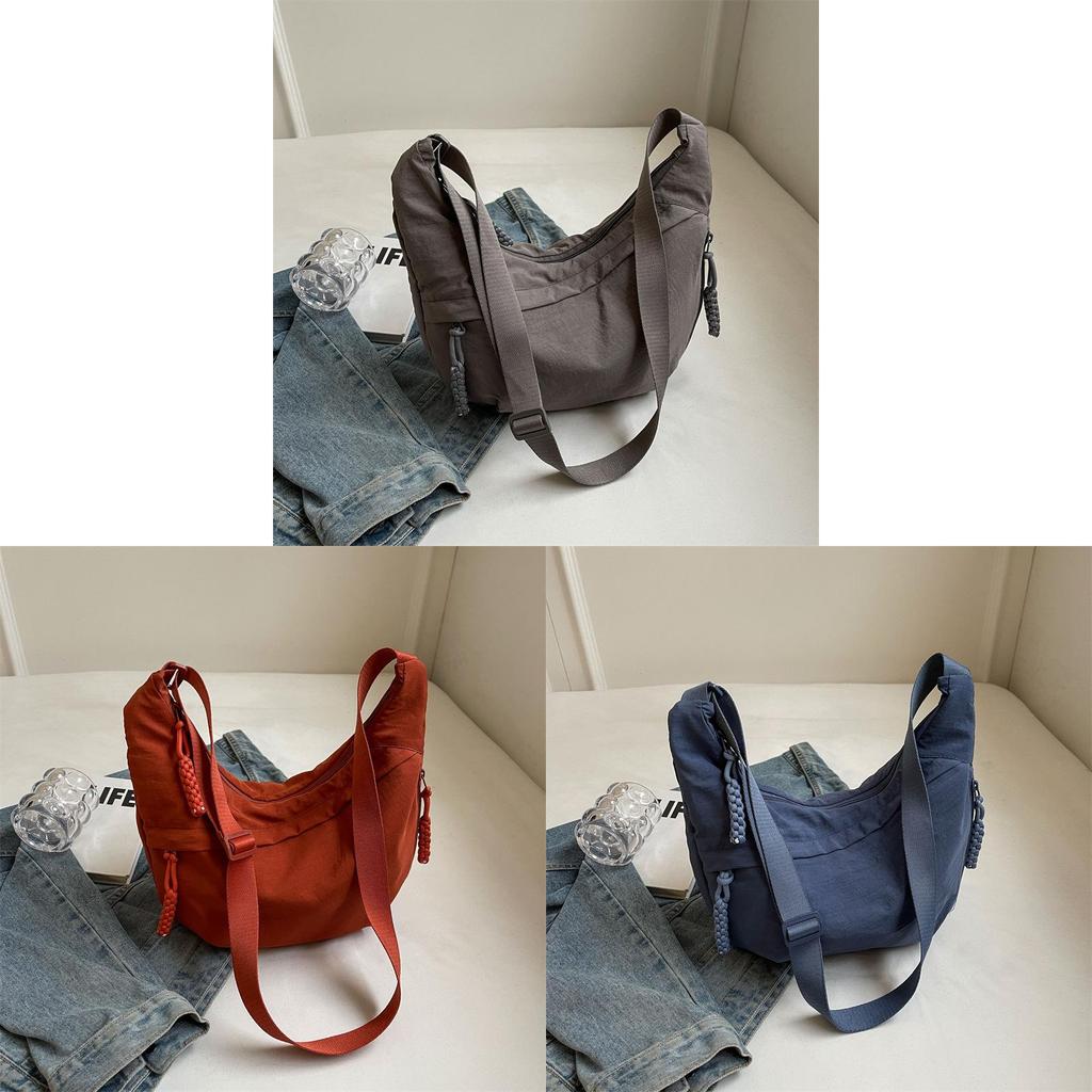 Casual Large Capacity Canvas Shoulder Bag With Zipper For Daily Use