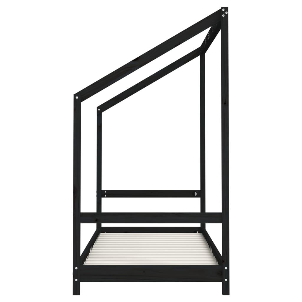 Kids  Bed Black 80 x 200 cm Solid Pine Wood
