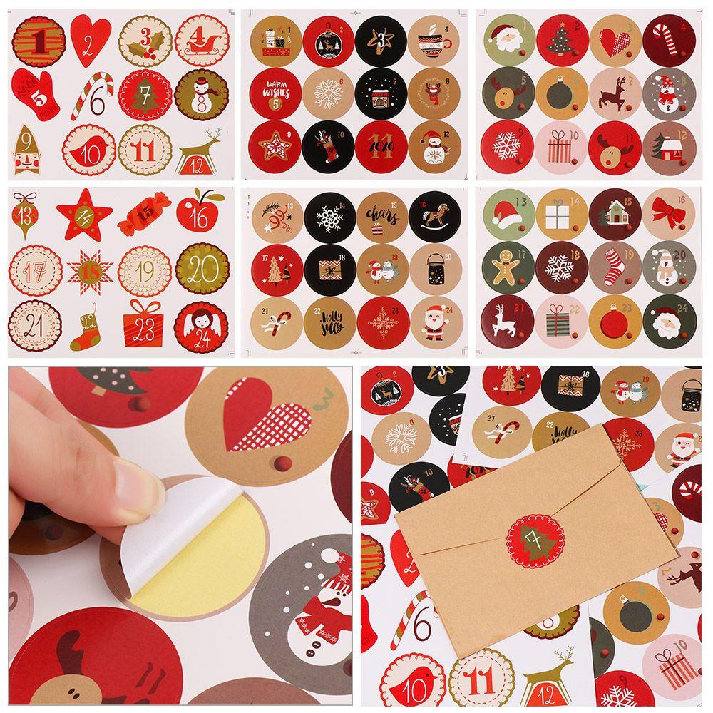 Ornaments Packaging Candy Number Stickers Advent Calendar Adhesive Label Christmas Paper Sticker