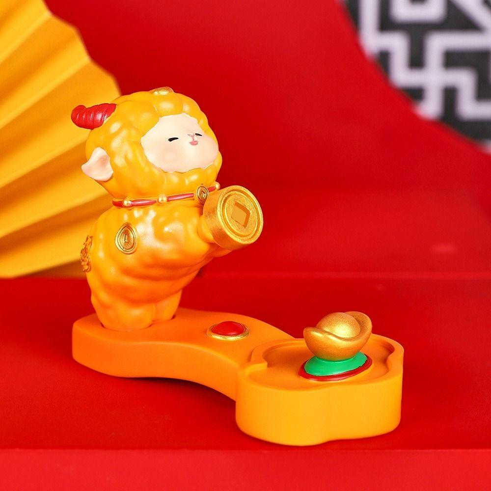 Cute Goat Figurine Mobile Phone Stand Chinese Style Zodiac  Sheep Figurine  Home Decor