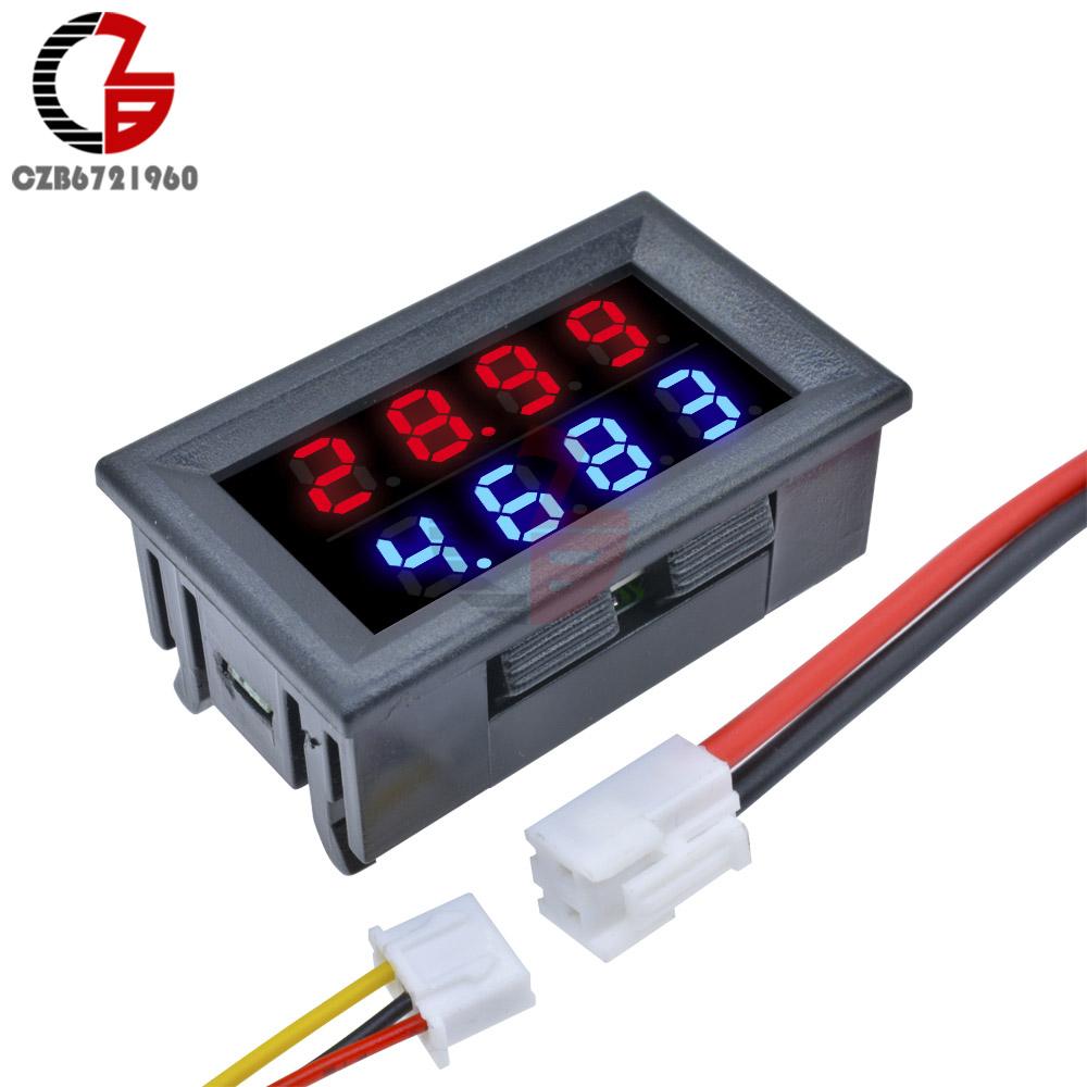 DC 0-100V 0-200V 10A 0.56" Mini LED Digital Voltmeter Ammeter 4 Digit Voltage Current Meter Car Battery Capacity Tester 5V 12V