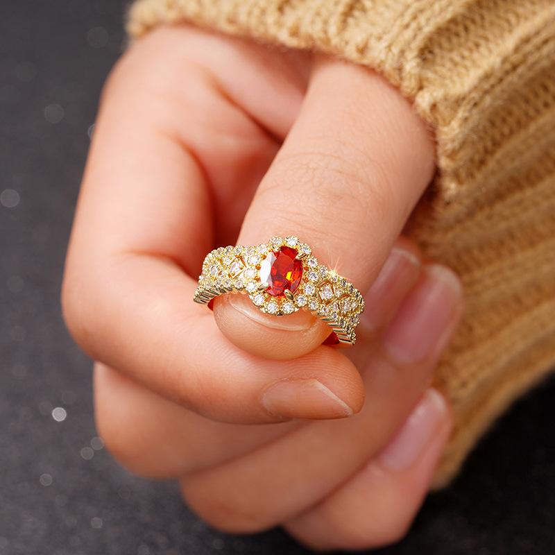 European and Korean Retro Light Luxury Personalized Ring Woman, Inlaid Zircon Fashion Single Ring, Literary and Exotic Jewelry
