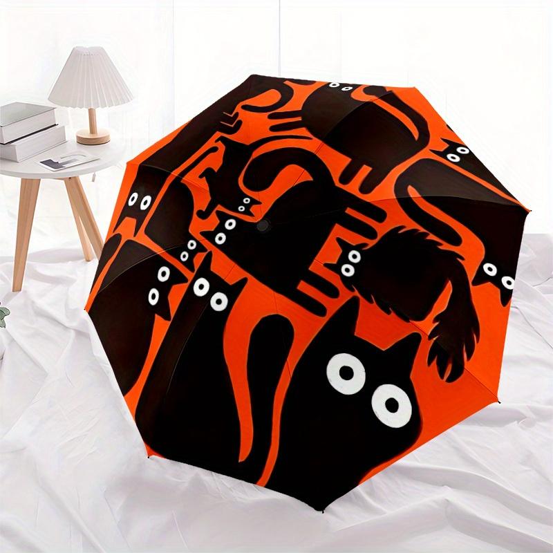 

1pc Cat Halloween Automatic Open 8-Rib Windproof Umbrella, Travel & Commuting, Suitable for All Seasons