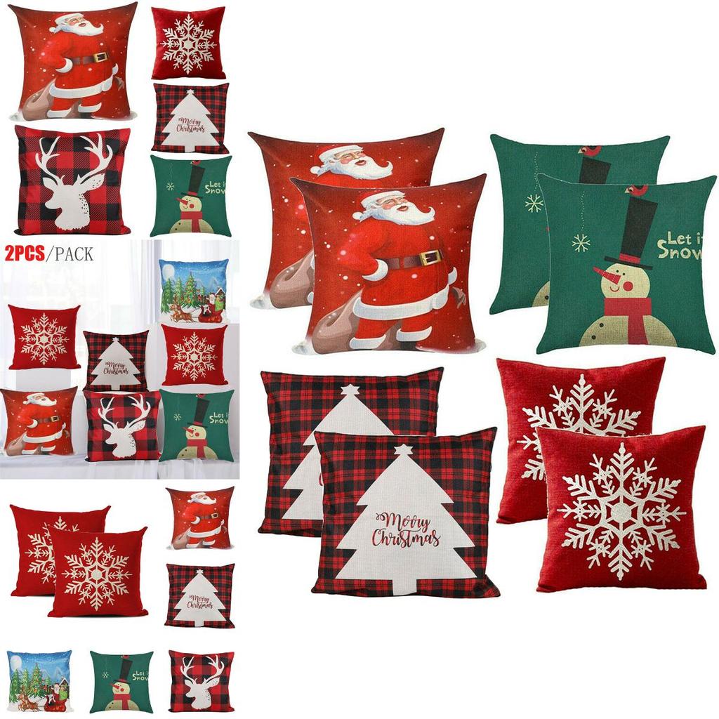 Stylish Snowman And Santa Christmas Pillow Covers For Couch Sofa Festival Decor