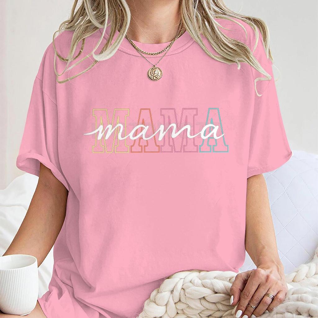 Hot Sales Mother's Day Gift T-shirts for Women Retro "MAMA" Graphic Print Graphic T Shirts Funny Gift for Mama Short Sleeve Tee