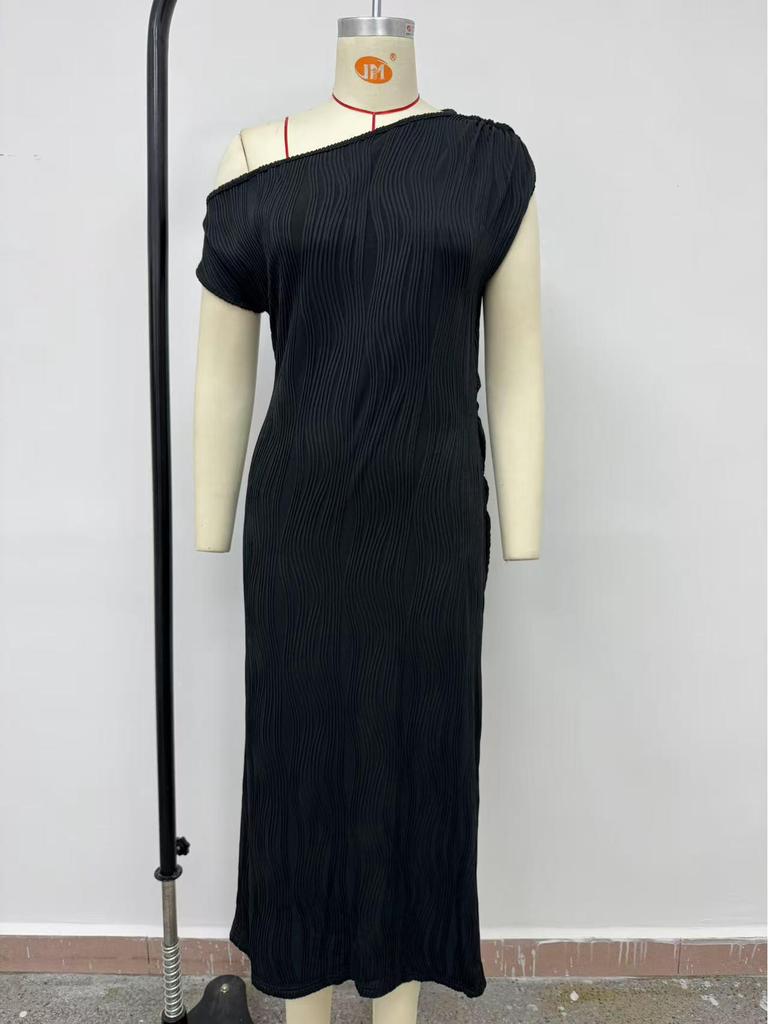 2025 Chic Water Ripple One-Shoulder Dress for Women