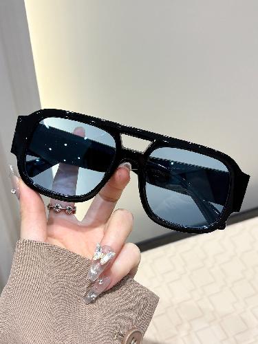 Fashion Big Frame Double Beam Sunglasses Female High-end Sense of European and American Classic Sunglasses Driving Sunscreen Sunglasses