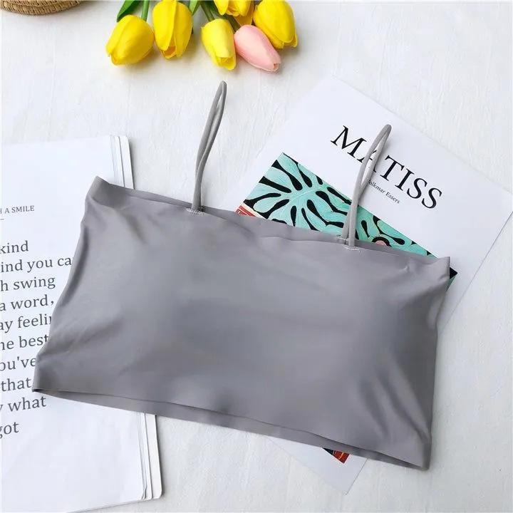 Women Summer Thin Ice Silk Seamless Bandeau Tube Top Anti Exposure Inner Wear