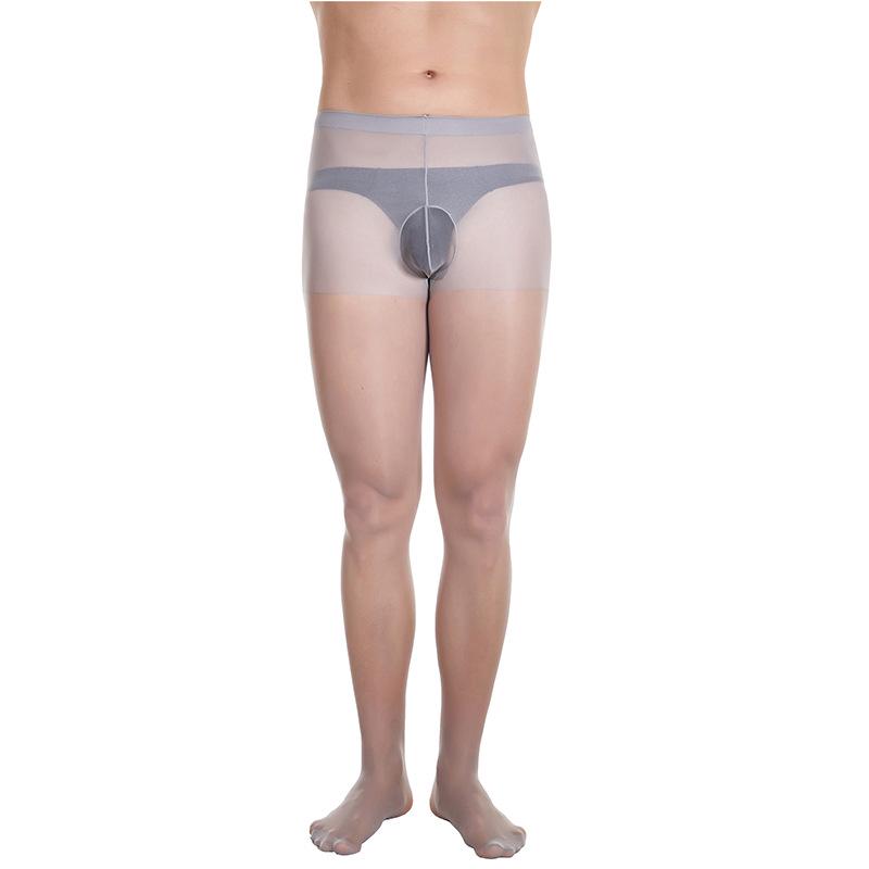 Qinghe Men's Ultra-Thin Silk Pantyhose with Sexy Invisible 200-Lb Support