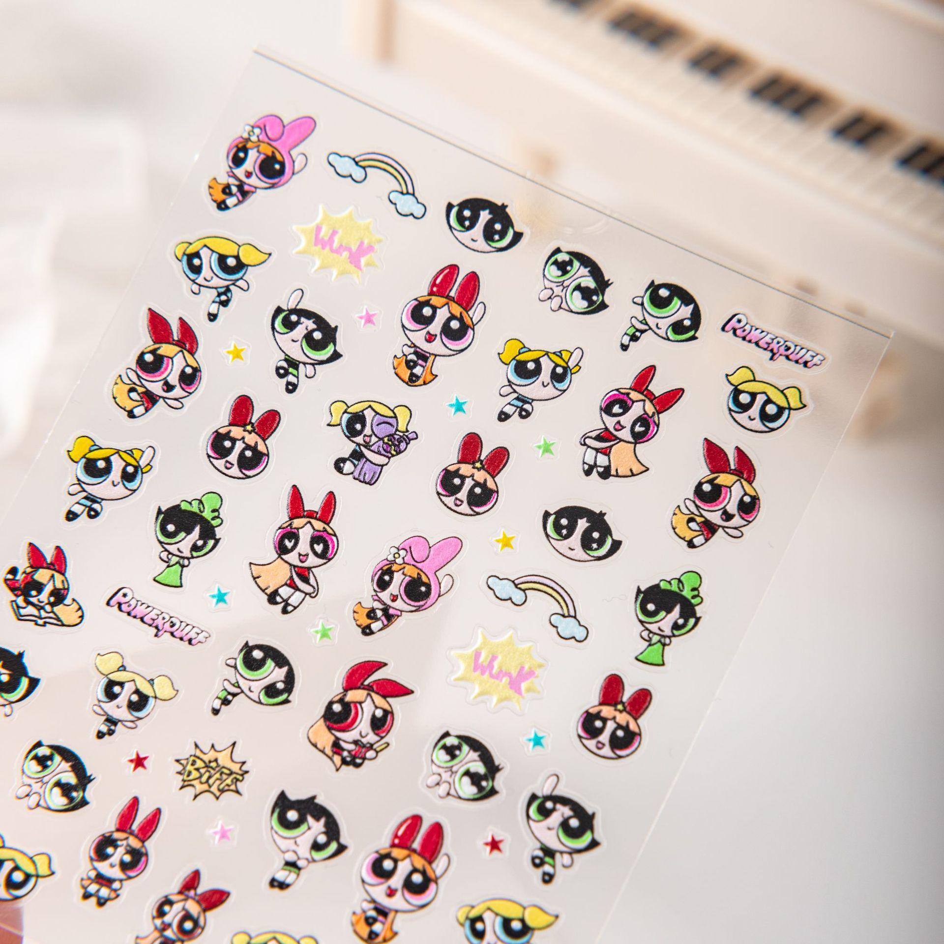 

Hot Sale 3D Powerpuff Girls Cartoon Nail Art Waterproof Embossed Stickers 1 Sheet - The Powerpuff Girls