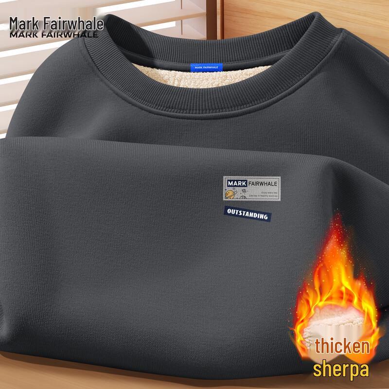 Męska bluza z kapturem Mark Fairwhale, ciężka, podszyta polarem, z okrągłym dekoltem