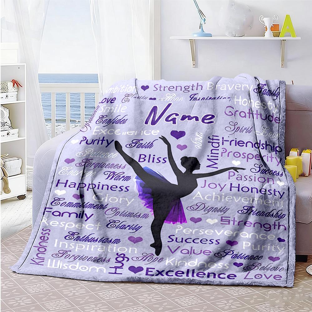 Dance Lover Customize Text Blanket Lightweight Personalized Blanket Soft & Cozy Perfect for Seaside Couch Livingroom Office for All Occasions