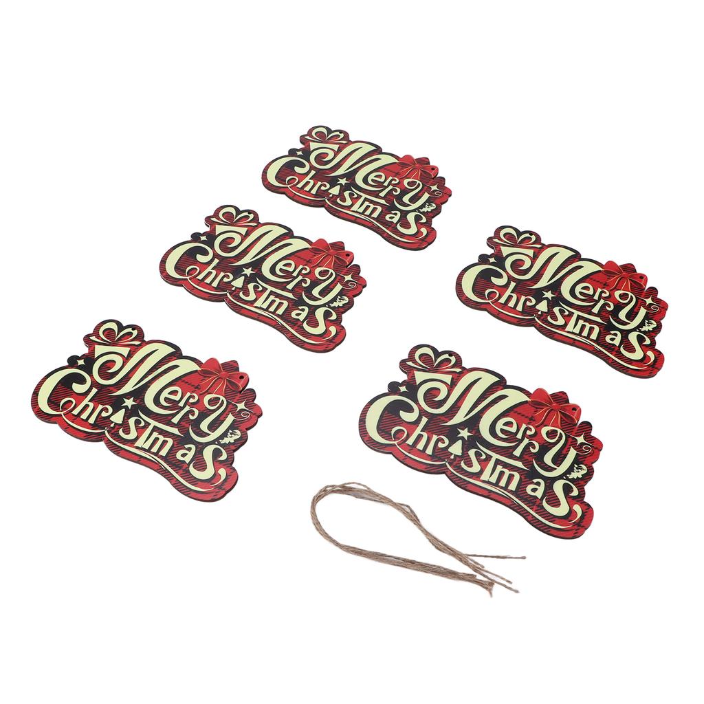 5pcs Christmas Ornaments Wooden Holiday Reusable Decorative Signs for Tree Door Window
