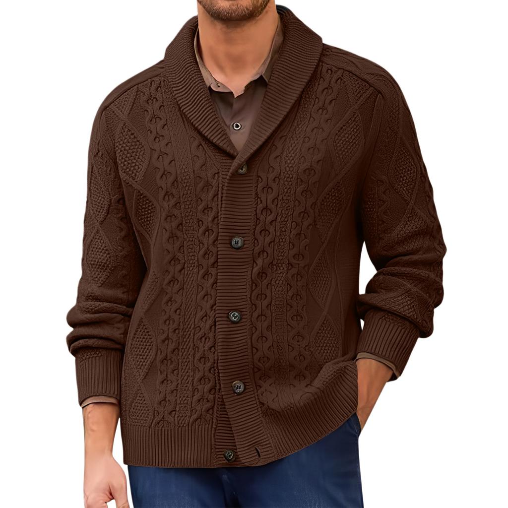 Men's V-Neck Knit Button-Front Cardigan Jacket