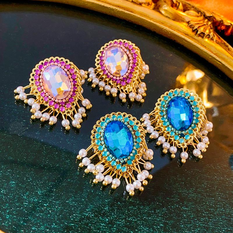 Retro Strass Faux Perle Tropfen Quastenohrringe - Französischer Hofstil, High-End Luxus für Frauen