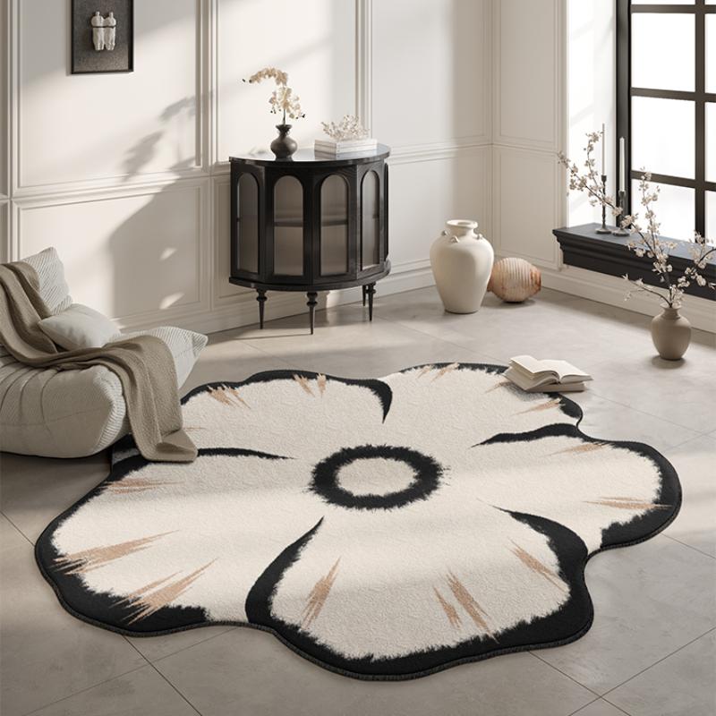 French Retro Carpets for Living Room Irregular Flower Shape Cloakroom Rug Luxury Bedroom Decor Carpet Home Washable Non-slip Mat