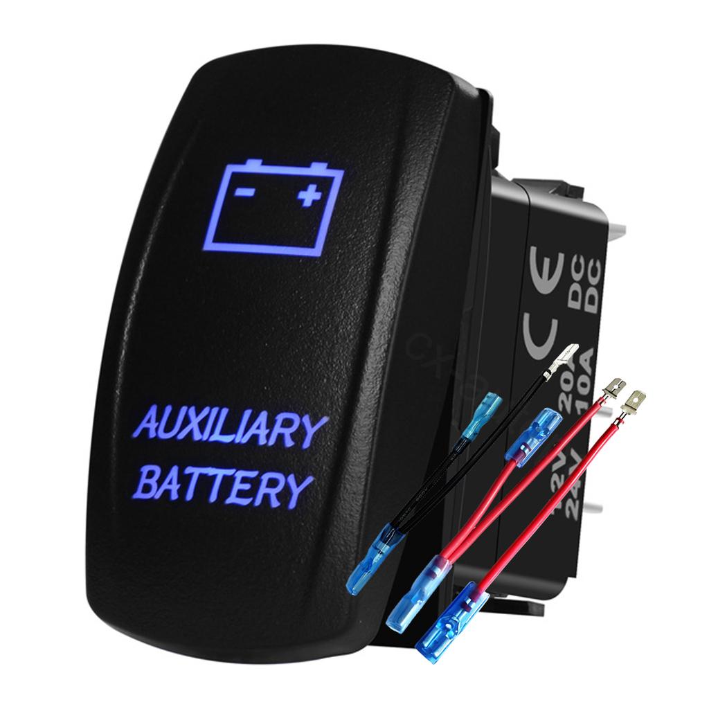 12V 24V Boat Trim Tabs Switch (ON)-OFF-(ON) Momentary Rocker Switch Waterproof Blue Light ON-OFF Toggle Switch With Harness Switches4