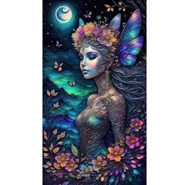Buttferfly Fairy Woman 5D Diamond Painting Portrait Full Drill Diamond Mosaic Woman Embroidery Flower Picture Rhinestone Art U40
