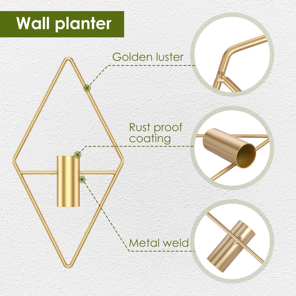 4 Stuks Hangende Vaas Wanddecoratie Plantenpot voor Succulenten Cactus Kunstplanten Metalen Wandkunst Geometrisch Kamerornament Bloemenvaas