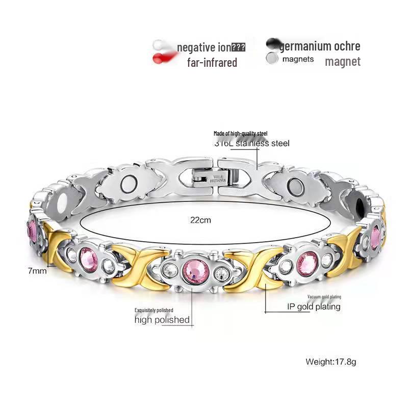 Jin Chen Fashion Women's Magnetic Bracelet with Three Stones – Simple, Sophisticated, and Removable Design.
