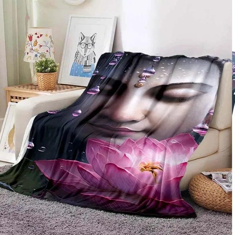 Gautama Buddha Plüsch weiche Decke karierte dünne Decke Wohnzimmer Schlafzimmer tragbare Home Reise Büro Mittagsdecke