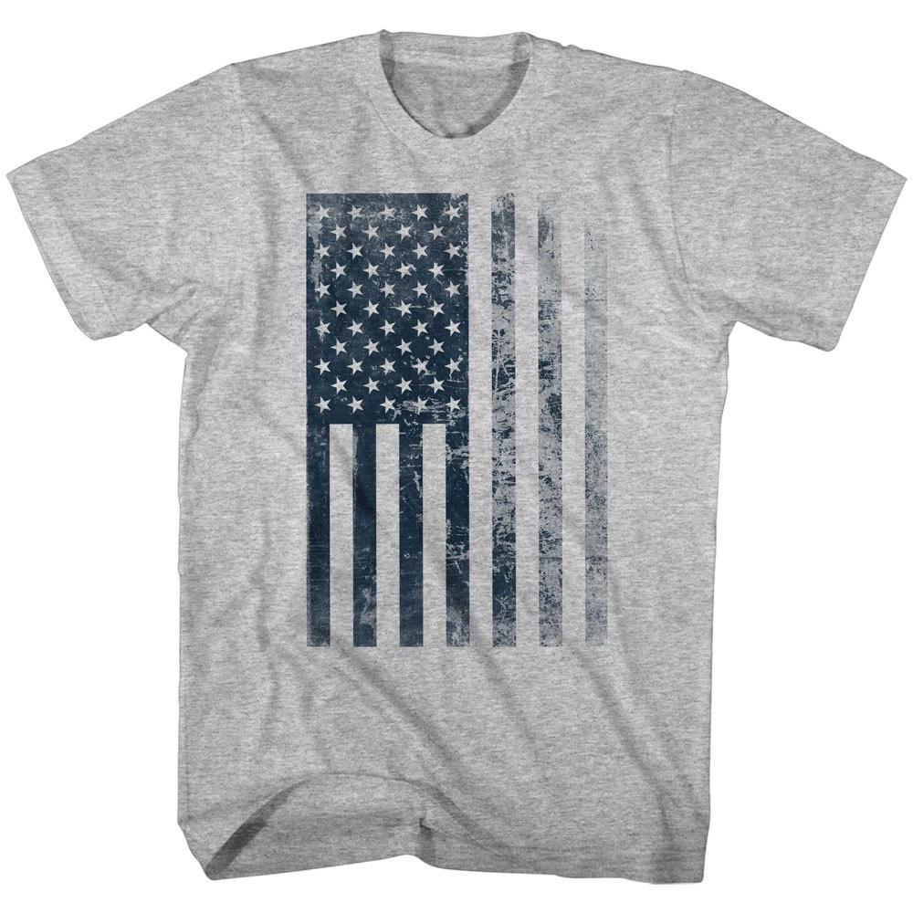 USA Patriotic Flag Distressed Men s T shirt L