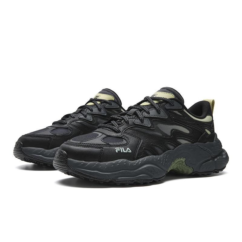 FILA FERN Abrasion Resistant, Breathable, Lightweight Low top Chunky Sneakers Men's Black/Scallion Green F12M622118FFB