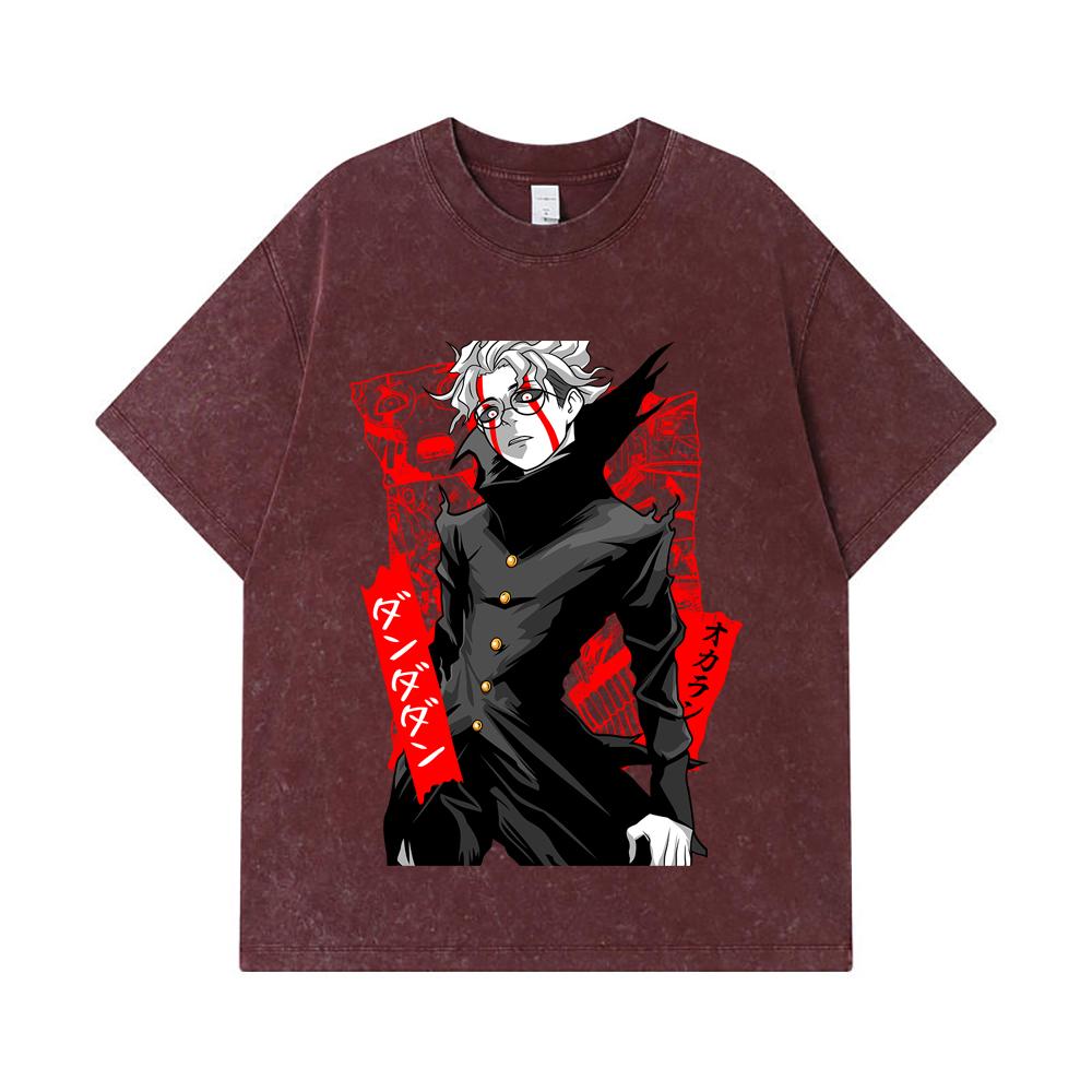 275 GSM Washed T-shirts 100% Cotton Dandadan V35 Okarun Print Unisex Heavy Cotton T Shirt