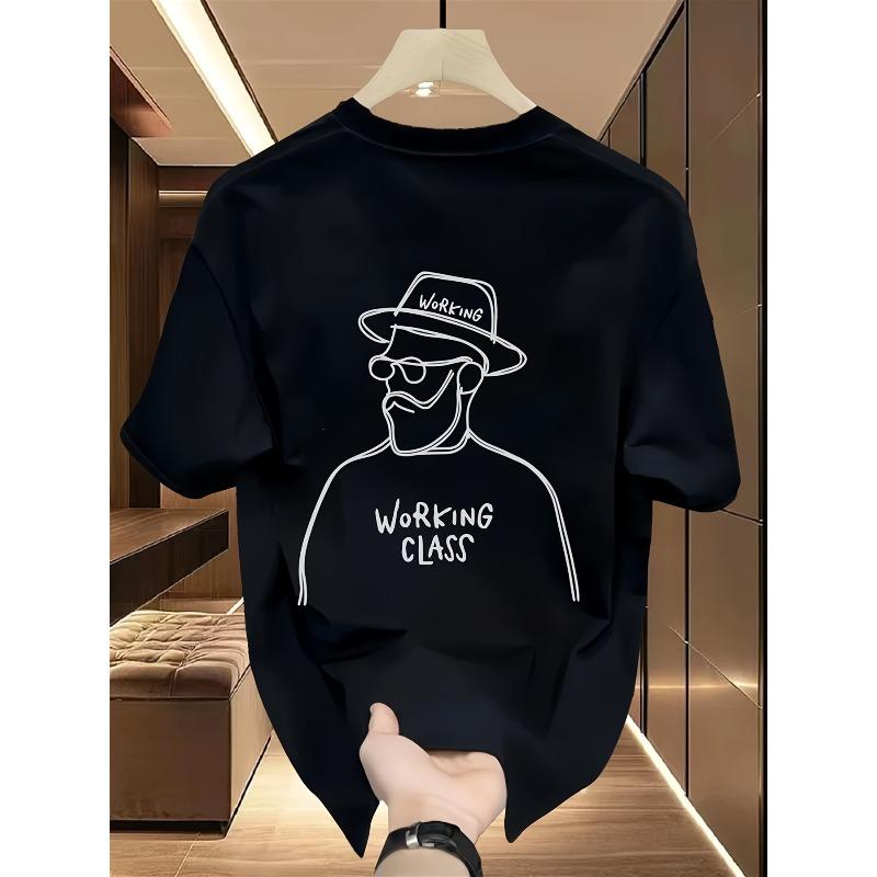 

European size Fashion Brand Printed Short-sleeved T-shirt for Men in Summer Tops for Men ComfortableTee Tops for Men 4XL чорний