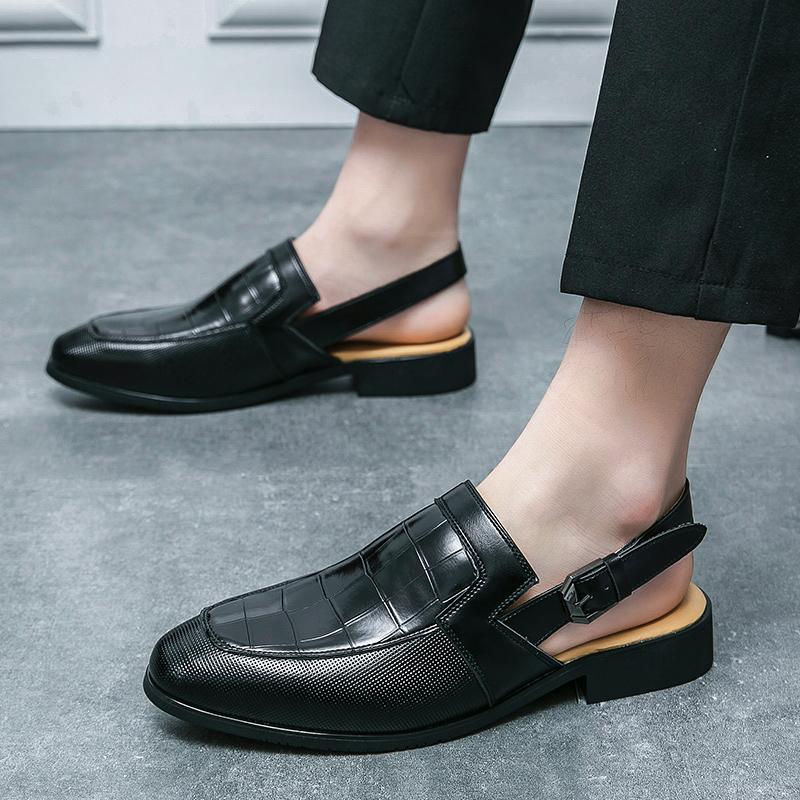 Summer Breathable Mens Leather Sandals Business Office Dress Shoes Soft Sole Flat Bottom Slippers Designer Casual Shoes for Men