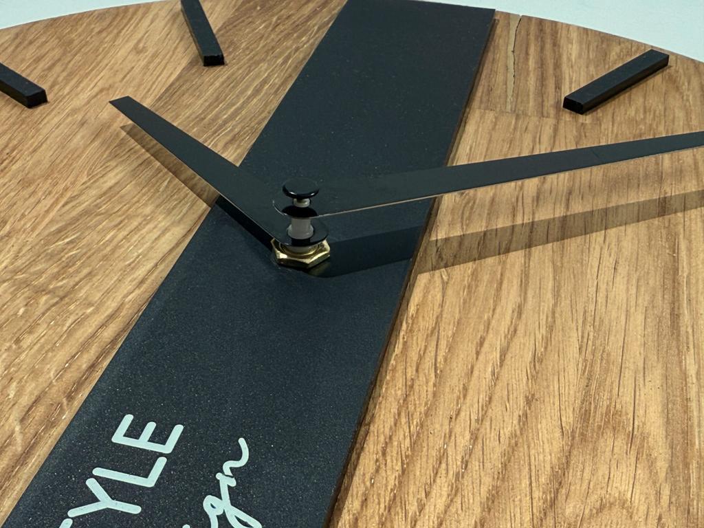 Wooden Wall Clock Oak Classic 30cm Black