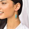 Genuine copper turquoise earrings Handmade turquoise dangle Sterling silver long earrings Marquise dangle Bridesmaid gift Gift for her