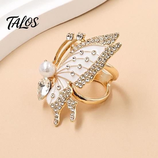 Lightweight Scarf Ring Rhinestone Butterfly Ring, Elegant Slide Sparkling Holder for Women Silk Scarves Shawls Shirts Neckerchiefs Non-slip