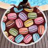 Macaron Donuts Cake Round Beach Towel Thick Shower Bath Towels Microfiber Summer Swim Circle Yoga Mat Blanket 150cm With Tassels