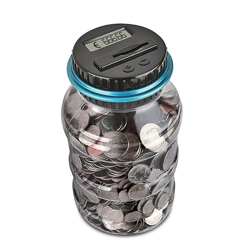 1PC Electronic Piggy Bank Counter Coin Digital LCD Counting Coin Money Saving Box Jar Coins Storage Box For USD EURO Money Gifts