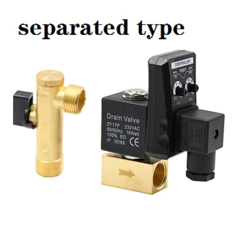 Compressore d'aria elettrico automatico con timer, trappola per l'acqua, scarico condensa, valvola da 1/2", AC 220V, essiccatore ad aria compressa, serbatoio dell'aria, pneumatico DN15