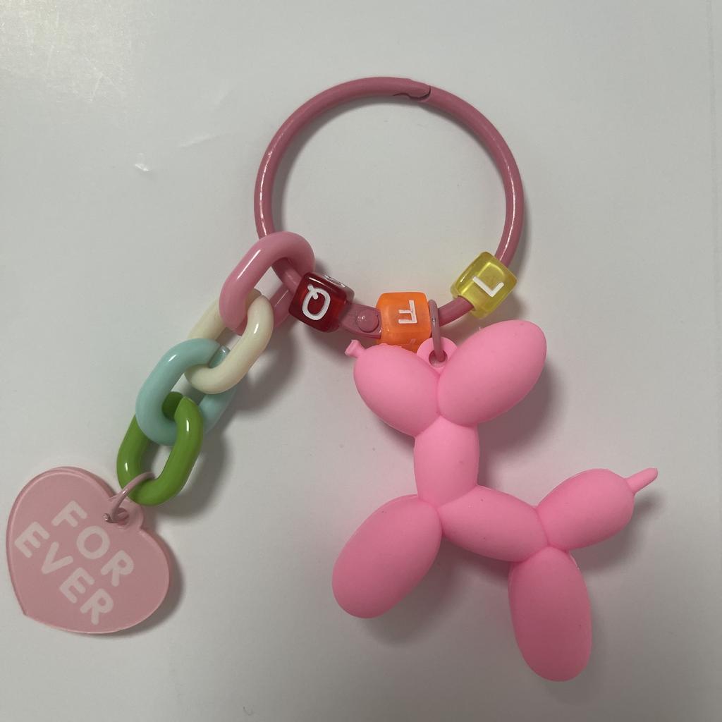 Balloon Dog Car Key Chain Pendant Internet Celebrity Love Accessories Bag Hanging Decoration Girl's Small Gift