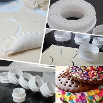 6Pcs/Set Round Plastic Scalloped Fluted Cookie Pastry Biscuit Cutter Cake Decor