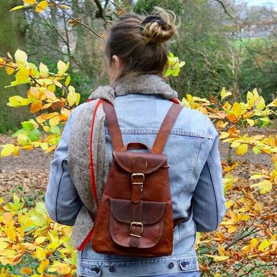 LEATHER BACKPACK TRADITIONAL Design, Handmade. With Combo Leather Diary