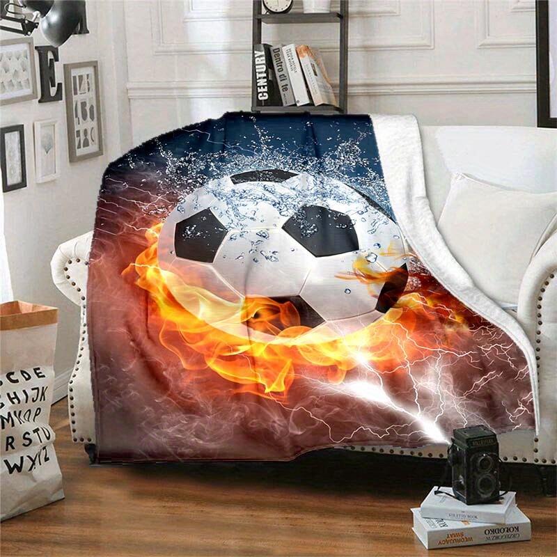 1pc Water Fire Football Thin Blanket Lightweight Flannel Throw Blanket For Sofa Bed Travel Camping Livingroom Office Chair Bed