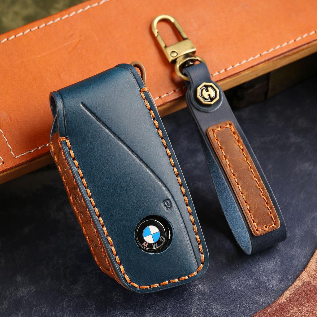 BMW Leather Key Cover - Premium Cowhide Shell for Men