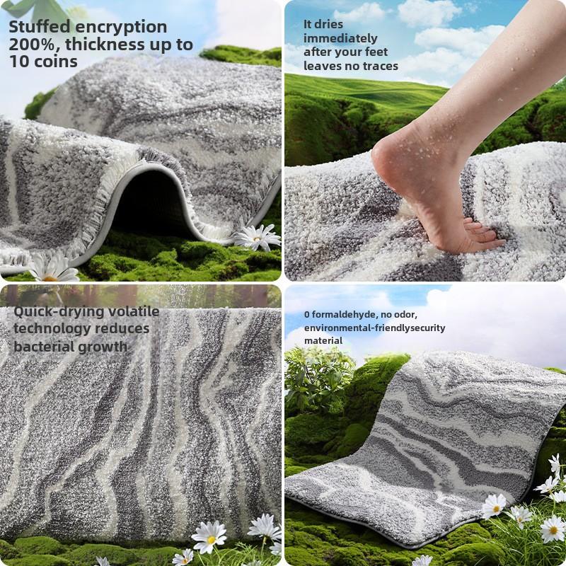 Flocking Thickened Bath Mat High Quality Bathroom Rug Strong Water Absorption Non-slip Foot Mat Shower Room Entrance Mats